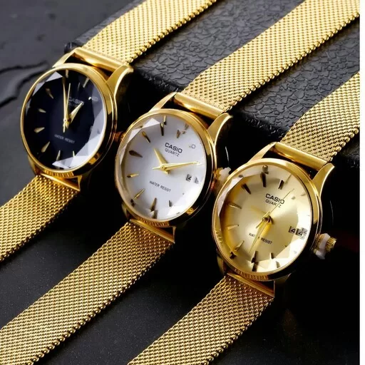 ساعت مچی زنانه بند استیل حصیری رنگ ثابت و ضداب شیشه الماسی کاسیو با رنگبندی Casio