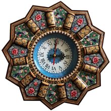 ساعت دیواری خاتم کاری مدل خورشیدی