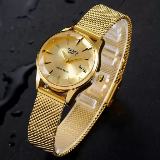 ساعت مچی زنانه بند استیل حصیری رنگ ثابت و ضداب شیشه الماسی کاسیو دارای رنگبندی Casio